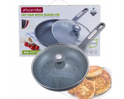 Granit Pannen 24cm Inductie met Glazen Deksel - Hoge Kwaliteit