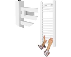 Granitan Handdoekradiator Bergen - 80x30cm - Wit - Ladderdesign - Badkamer Verwarming - CV Radiator
