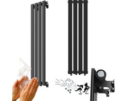 Granitan Handdoekradiator Ferro - 110x29,6cm - Zwart - verticale radiator - Badkamer Verwarming Radiator