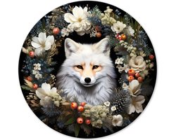 Graphic Message - Print op Cirkel - Vos - Winter Herfst Wandcirkel - Muurcirkel Bloemen