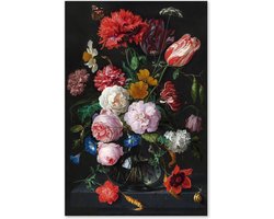 Graphic Message - Tuin Schilderij op Outdoor Canvas - Stilleven met bloemen - Jan Davidsz - Buiten - Oude Meesters Tuinschilderij - Kunst Reproductie Rijksmuseum - Houten Frame - Schutting