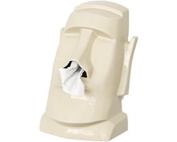 Grappig Tissue Doosje - Opbergdoos Servetten - Bureau Decoratie - Speels Sculpturaal Ontwerp - 14.5x17x23.5 cm - Wit