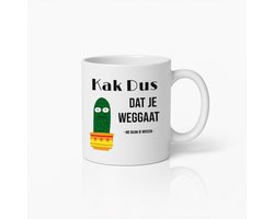 Grappige Afscheid Mok 330ml – “Kak Dus Dat Je Weggaat” Cactus Beker – Humoristisch Afscheidscadeau voor Collega’s & Vrienden