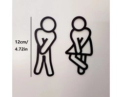 Grappige Badkamer Borden Mannen & Vrouwen - Creatieve 2D Platte Toilet Deurstickers - Wc Bewegwijzering voor Restaurant, Hotel, Café & Thuisdecoratie