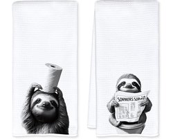 Grappige Badkamer Handdoeken met Luiaard Motief Set van 2