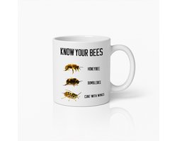 Grappige Bijen Mok 330ml – Ken Je Bijen – Honingbij, Hommel, Wesp Grap – Sarcastisch Cadeau voor Vrienden of Collega's