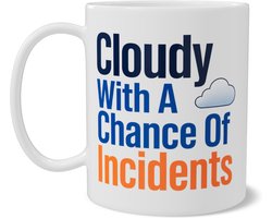Grappige DevOps IT Mok - Cloudy With A Chance Of Incidents - Koffiemok Cadeau voor Cloud Engineers en Systeembeheerders - Beker met Dubbelzijdige Print