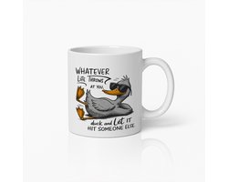 Grappige Eend Mok - Humoristische Koffiebeker met 'Wat Het Leven Gooit' Ontwerp - Perfect Cadeau Voor Dierenliefhebbers