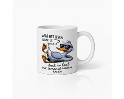 Grappige Eend Mok – Humoristische Quote “Duck en Laat Het Iemand Anders Raken” – Leuk Cadeau voor Werk & Thuis