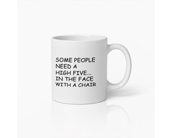 Grappige High Five Koffiemok – 330ml Humoristische Tekst Keramische Beker – Ideaal Cadeau voor Werk en Vrienden