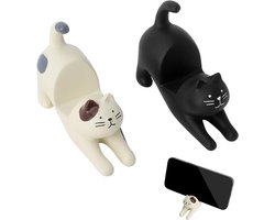 Grappige Kat Hoofd Telefoonhouder van Hars - Stabiliteit voor Bureau en Kantoor, Leuke Gadget en Kat Accessoire