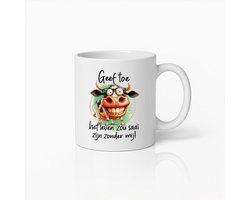 Grappige Koe Mok 330 ml – “Geef Toe, Het Leven Zou Saai Zijn Zonder Mij” Koffiemok – Humoristisch Dieren Cadeau voor Hem/Haar