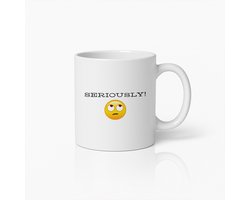 Grappige Koffiemok 330ml – "Serieus!" Emoji Ontwerp – Sarcastische Beker voor Kantoor, Vrienden & Koffieliefhebbers