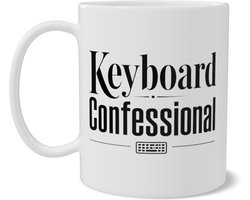 Grappige Koffiemok Keyboard Confessional - Cadeau voor ICT en Software Developers - Office Humor Beker - Wit - Tweezijdige Bedrukking