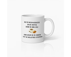 Grappige Koffiemok met Koekjes Quote – Humoristisch Cadeau Beker voor Koffieliefhebbers en Vrienden
