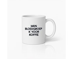 Grappige Koffiemok – Mijn Bloedgroep is Koffie Quote Keramische Beker voor Cafeïne Liefhebbers