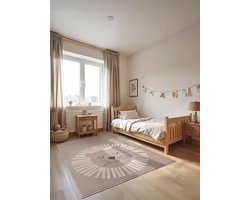 Grappige Leeuw Kindertapijt - Speeltapijt Dieren voor Kinderen - Beige Crème - 160x230 cm
