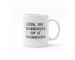 Grappige 'Leuk, Die Jaarringen Op Je Voorhoofd' 330ml Mok - Unieke en Eigentijdse Koffiemok met Creatief Ontwerp