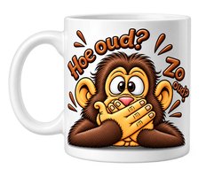 Grappige Mok - Beker 330 ml – Humor Beker met Aap en diverse spreuken – Verjaardagscadeau – Cadeau voor Man of Vrouw