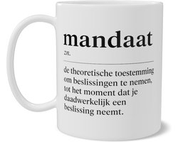 Grappige Mok met Definitie Mandaat - Woordenboek Stijl Kantoor Humor Koffiebeker - Cadeau voor Manager of Collega - Dubbelzijdig Bedrukt