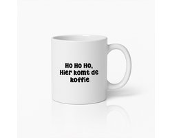 Grappige Mok Met Nederlandse Tekst "Ho Ho Ho, Hier Komt de Koffie" – Vrolijke Keramische Koffiebeker