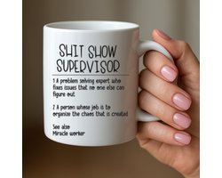 Grappige mok – Shit Show Supervisor – Humor mok voor collega of baas – Cadeau kantoor, manager of teamleider – Koffiemok met tekst