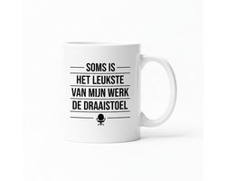 Grappige Office Mok 330ml – “Soms is het leukste van mijn werk de draaistoel” – Humor Koffiebeker voor Werk, Bureau & Collega Cadeau