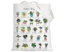 Grappige Plant Alfabet Tote Bag - Tuinman Gift Botanist Schoudertas voor Kamerplanten