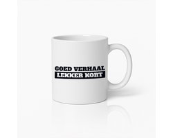 Grappige Quote Koffiemok – “Goed Verhaal, Lekker Kort” Humoristische Keramische Beker voor Thuis & Kantoor