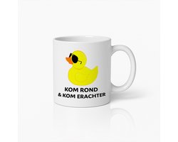 Grappige Rubber Eend Koffiemok – 'Kom Rond & Kom Erachter' – Stoer Cadeau met Eendje met Zonnebril