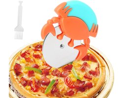Grappige RVS Pizzasnijder met Stabiliteit en Schoonmaakborstel, Ideaal voor Thuisgebruik en als Cadeau Idee