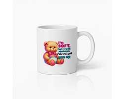 Grappige Teddybeer Koffiemok 330ml – “Ik Ben Zacht Maar Gooi Je Zonder Twijfel Omhoog” – Schattig & Pittig Cadeau voor Vrienden of Collega’s