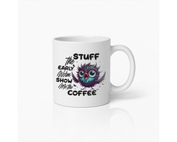 Grappige Uil Koffiemok 330ml – “Laat die Vroege Vogel Maar Zitten, Geef Mij Koffie” – Leuk Cadeau voor Koffieliefhebbers