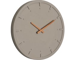 Grateful living- Betonnen Wandklok Ø 35 cm – Stil Uurwerk – Minimalistisch Design – Houten Wijzers
