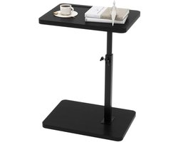 Gravora C-vormige verstelbare bijzettafel met draaibaar blad - Zwart