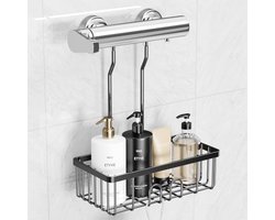 Gravora Doucheplank met Opbergvak - Zwarte Badkamer Organizer