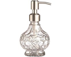 Gravora Glazen Zeepdispenser met Roestvrijstalen Pomp - Elegant Design voor Badkamer en Keuken