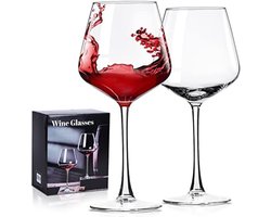 Gravora Handgeblazen Wijnglazen Set van 2 - Kristalhelder Design voor Rode en Witte Wijn