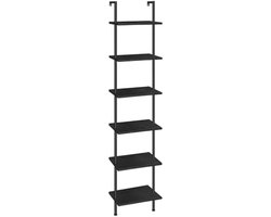 Gravora Ladderplanken Rek - 6 Planken Wandkast voor Boeken en Decoratie