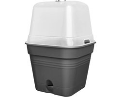 Green Basics Growing Pot Square Allin1 35 - Flower Pot for Growing And Harvesting - Ø 88 x H 292 cm - Living Black by Elho