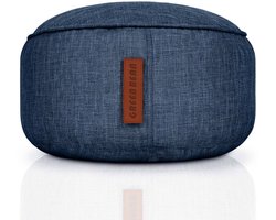 Green Bean® "Home Linen" poef 45x25cm met EPS-korrelvulling - Voetenbank voor zitzakken - Donkerblauw