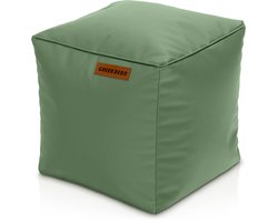 Green Bean® Kunstleren Poef - Poef met EPS-korrelvulling - 40 x 40 cm - Perfecte aanvulling op uw zitzak - Zitkubus Zitkussen Kruk Voetenbank - Lichtgrijsgroen