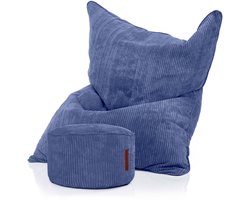 Green Bean® XXL zitzak 140x180 cm met voetenbankje – gigantische zitzak van zachte corduroy stof – inclusief voetenbankje 45x25 cm – gevuld met EPS-korrels – lounge zitzak voor volwassenen, gamen, relaxen, woonkamer