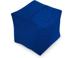 Green Bean © Zitzak Hocker 40x40x40cm met EPS korrel vulling - Lage zitpoef of zitzak - voor Kinderen en Volwassenen - Blauw