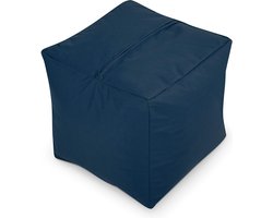 Green Bean © Zitzak Hocker 40x40x40cm met EPS korrel vulling - Lage zitpoef of zitzak - voor Kinderen en Volwassenen - Donker Blauw