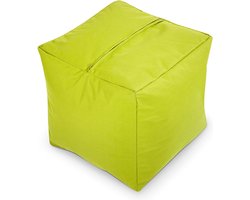 Green Bean © Zitzak Hocker 40x40x40cm met EPS korrel vulling - Lage zitpoef of zitzak - voor Kinderen en Volwassenen - Fel Groen