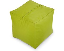 Green Bean © Zitzak Hocker 40x40x40cm met EPS korrel vulling - Lage zitpoef of zitzak - voor Kinderen en Volwassenen - Groen