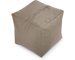 Green Bean © Zitzak Hocker 40x40x40cm met EPS korrel vulling - Lage zitpoef of zitzak - voor Kinderen en Volwassenen - Khaki