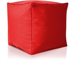 Green Bean © Zitzak Hocker 40x40x40cm met EPS korrel vulling - Lage zitpoef of zitzak - voor Kinderen en Volwassenen - Rood
