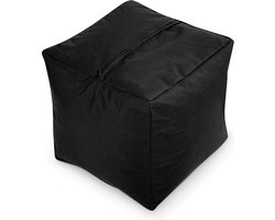 Green Bean © Zitzak Hocker 40x40x40cm met EPS korrel vulling - Lage zitpoef of zitzak - voor Kinderen en Volwassenen - Zwart